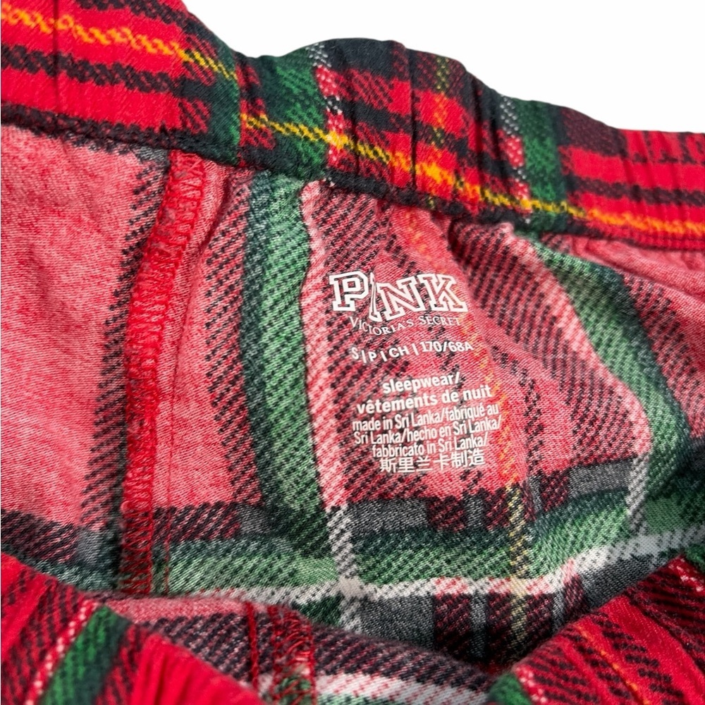 PINK VICTORIA’S SECRET Flannel Pajama Set Bright Red Forest Green Plaid Small